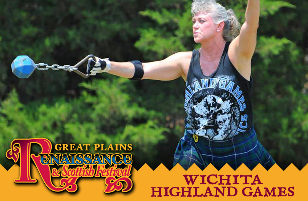 Header Image for Wichita Highland Games:  Image of female hammer thrower in action